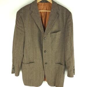 Hugo Boss Blazer Jacket Virgin Wool Tan Lined Single Vent Size 42R